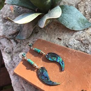 NWOT Abalone Feather & Turquoise dangle earrings